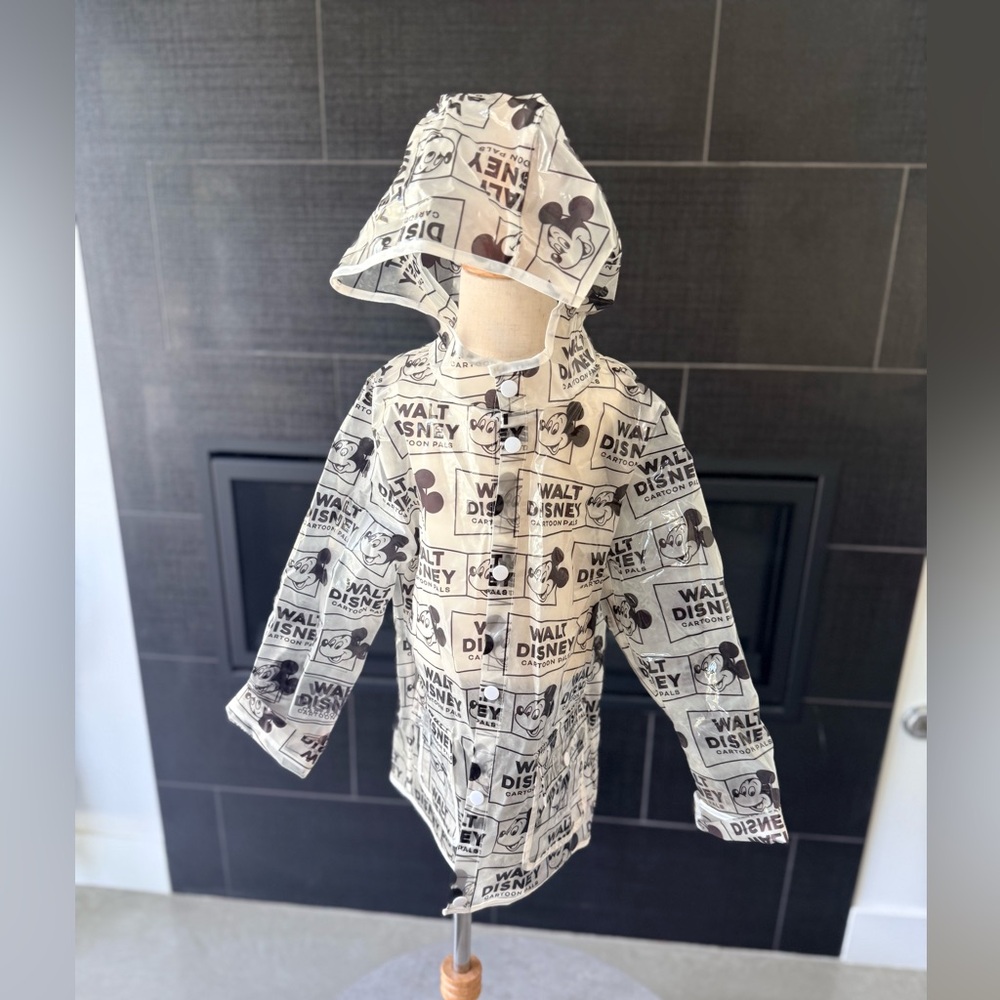 Disney  unisex Black and White Mickey Mouse Comic Style rain Jacket